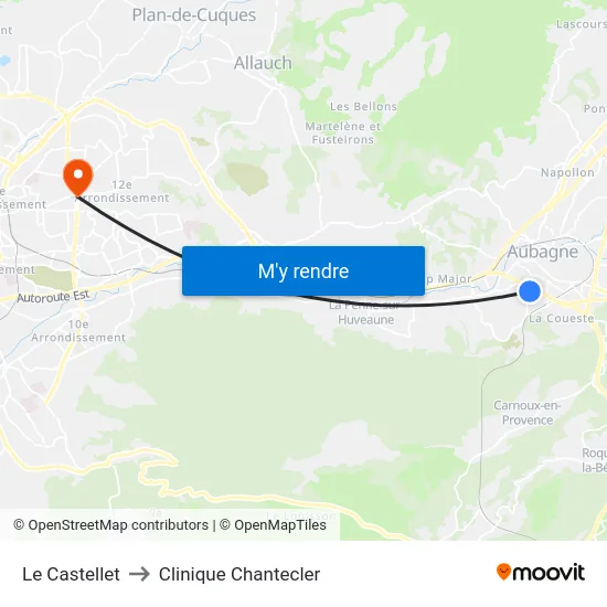 Le Castellet to Clinique Chantecler map