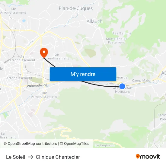 Le Soleil to Clinique Chantecler map