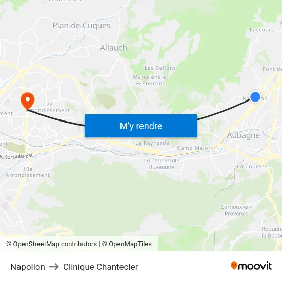 Napollon to Clinique Chantecler map