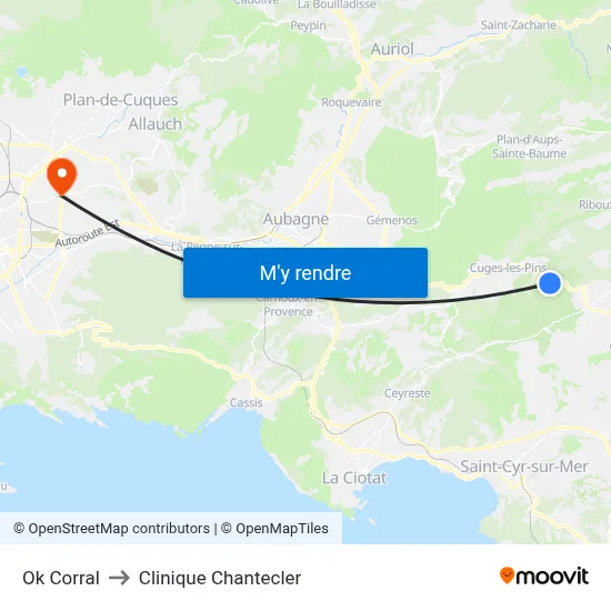 Ok Corral to Clinique Chantecler map