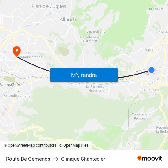 Route De Gemenos to Clinique Chantecler map