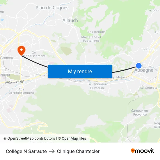 Collège N Sarraute to Clinique Chantecler map