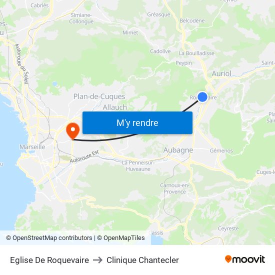 Eglise De Roquevaire to Clinique Chantecler map
