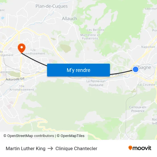 Martin Luther King to Clinique Chantecler map