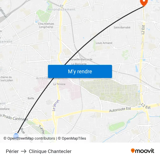 Périer to Clinique Chantecler map
