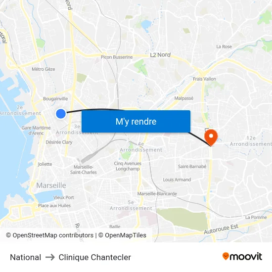 National to Clinique Chantecler map