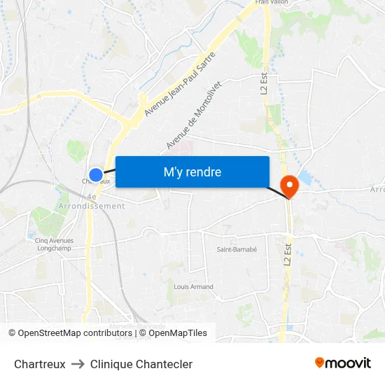 Chartreux to Clinique Chantecler map