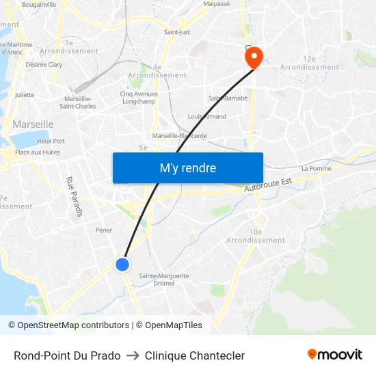 Rond-Point Du Prado to Clinique Chantecler map