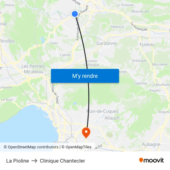La Pioline to Clinique Chantecler map