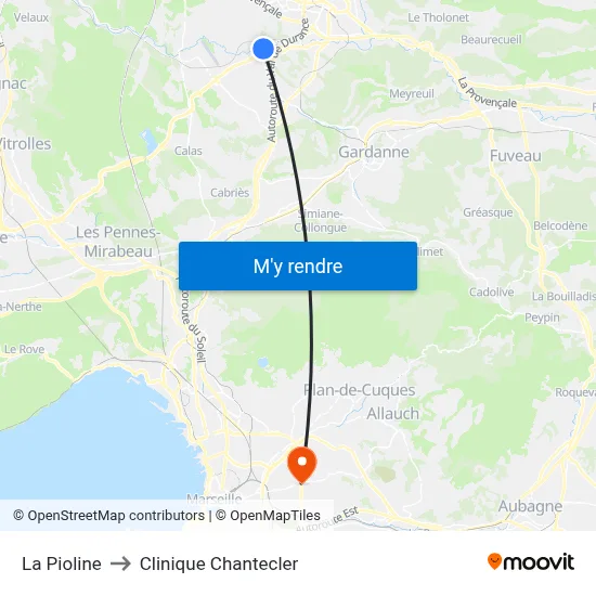 La Pioline to Clinique Chantecler map