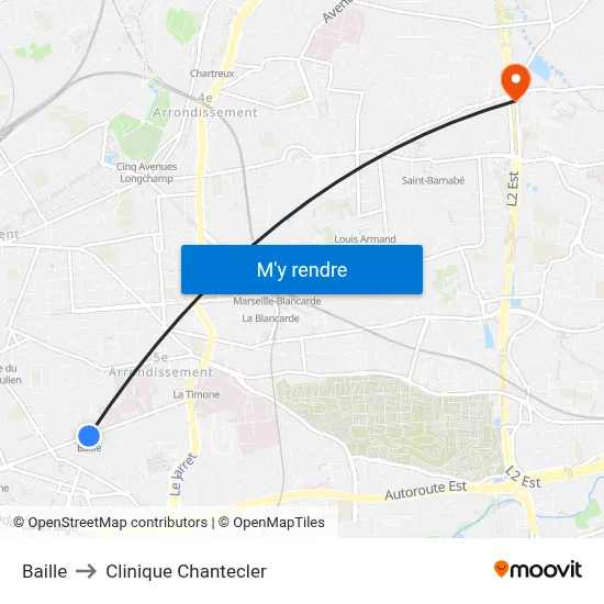 Baille to Clinique Chantecler map