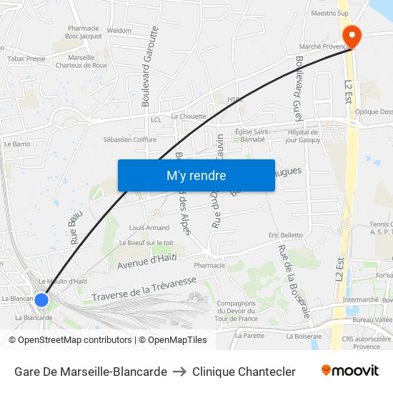 Gare De Marseille-Blancarde to Clinique Chantecler map