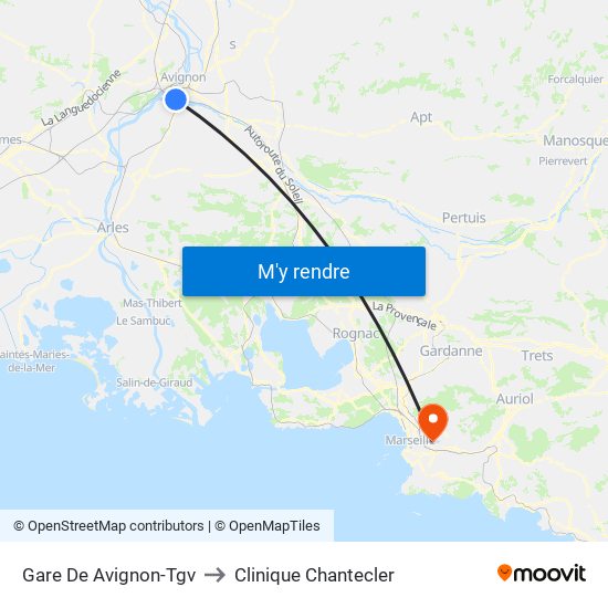 Gare De Avignon-Tgv to Clinique Chantecler map
