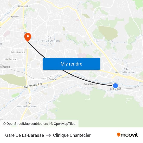 Gare De La-Barasse to Clinique Chantecler map