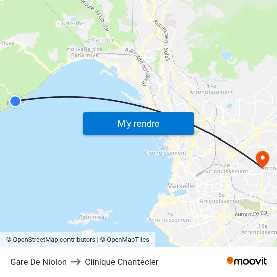 Gare De Niolon to Clinique Chantecler map