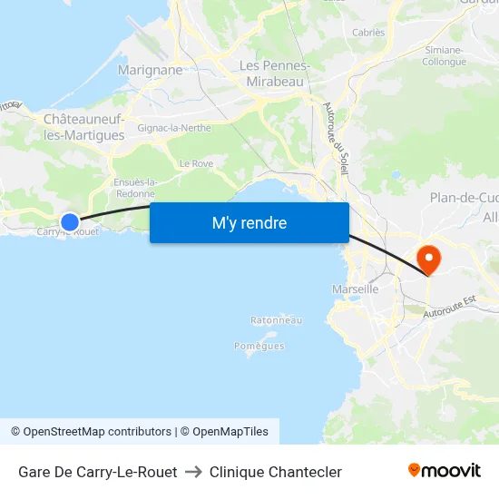 Gare De Carry-Le-Rouet to Clinique Chantecler map