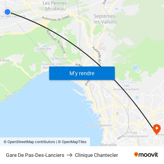 Gare De Pas-Des-Lanciers to Clinique Chantecler map