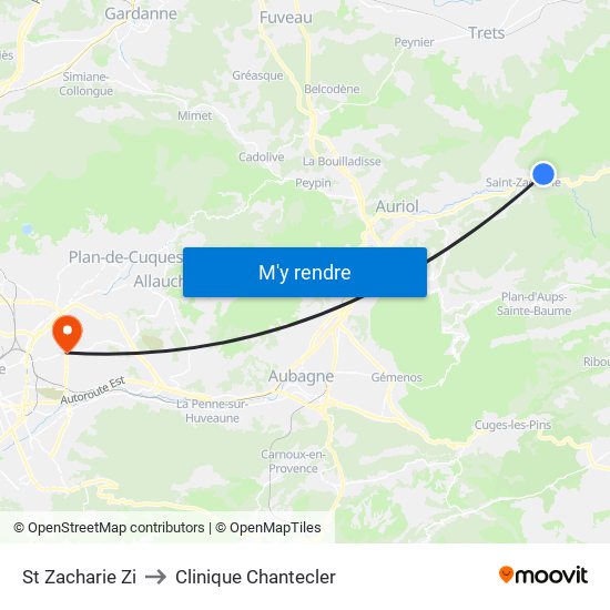 St Zacharie Zi to Clinique Chantecler map