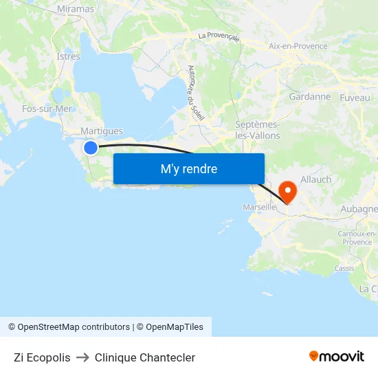 Zi Ecopolis to Clinique Chantecler map