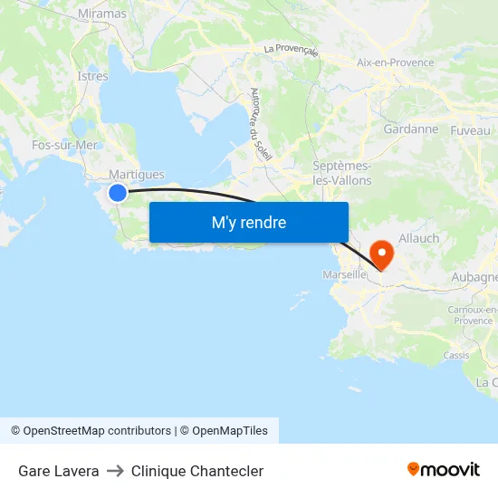 Gare Lavera to Clinique Chantecler map