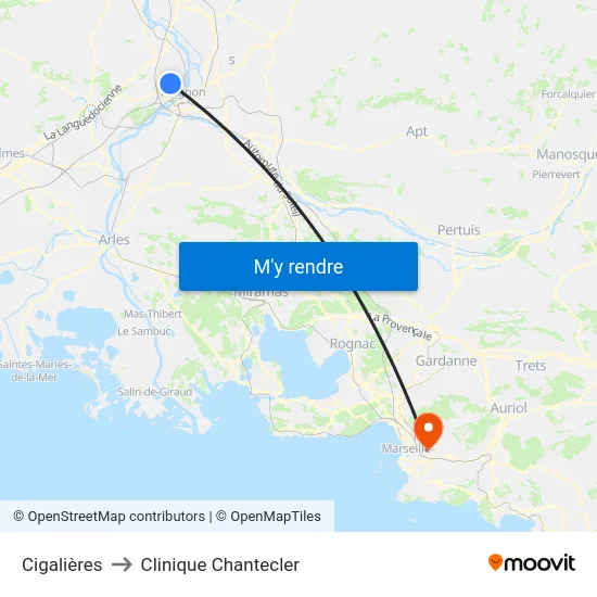 Cigalières to Clinique Chantecler map