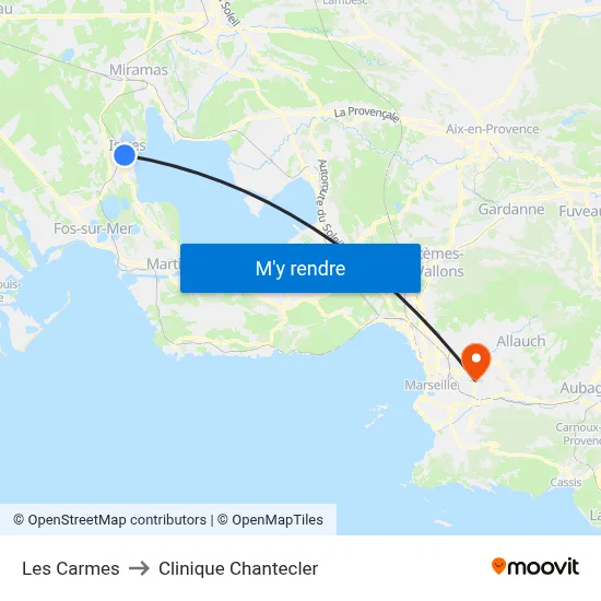 Les Carmes to Clinique Chantecler map