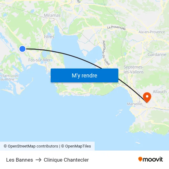 Les Bannes to Clinique Chantecler map