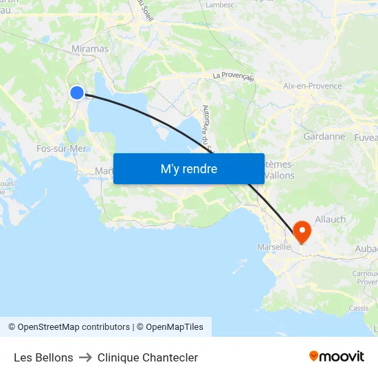Les Bellons to Clinique Chantecler map