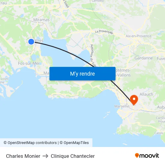 Charles Monier to Clinique Chantecler map