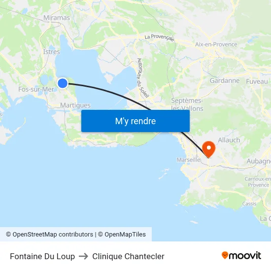 Fontaine Du Loup to Clinique Chantecler map