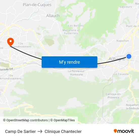 Camp De Sarlier to Clinique Chantecler map