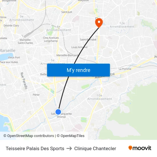 Teisseire Palais Des Sports to Clinique Chantecler map