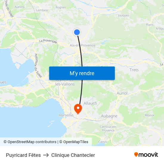 Puyricard Fêtes to Clinique Chantecler map