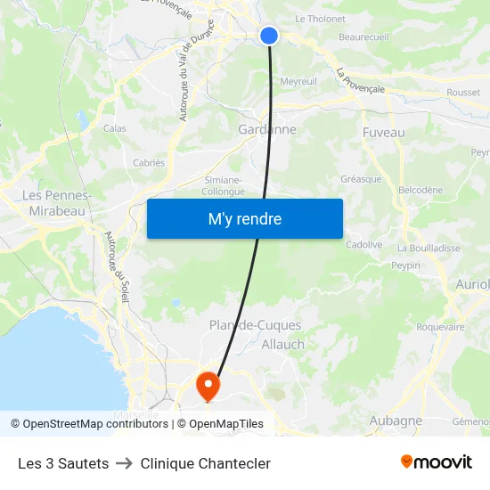 Les 3 Sautets to Clinique Chantecler map