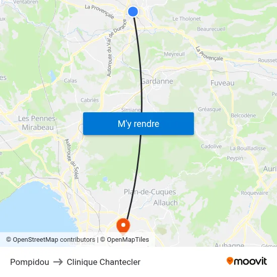 Pompidou to Clinique Chantecler map