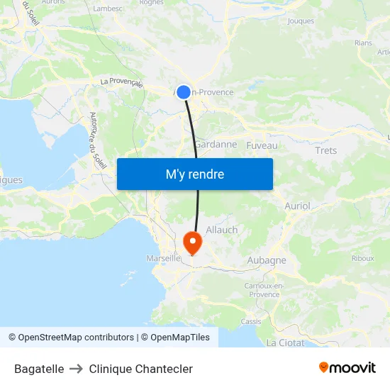 Bagatelle to Clinique Chantecler map