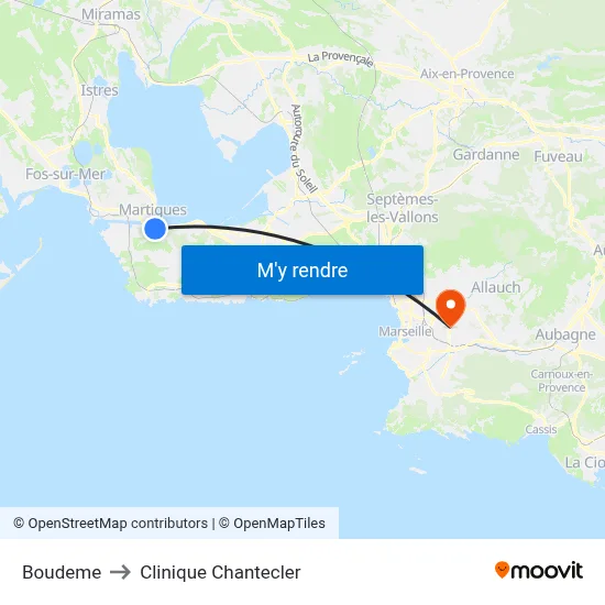 Boudeme to Clinique Chantecler map