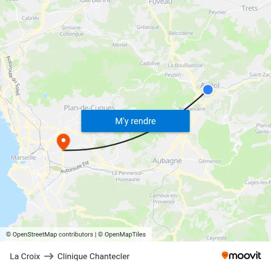 La Croix to Clinique Chantecler map