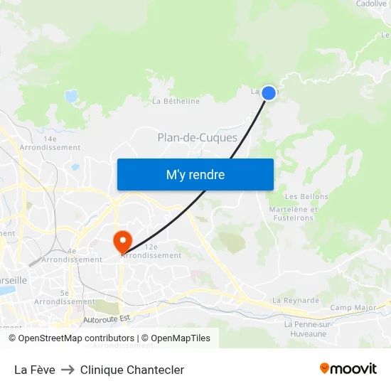 La Fève to Clinique Chantecler map