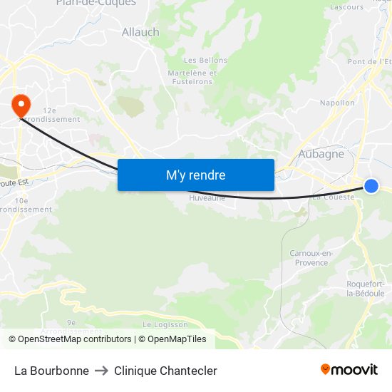 La Bourbonne to Clinique Chantecler map