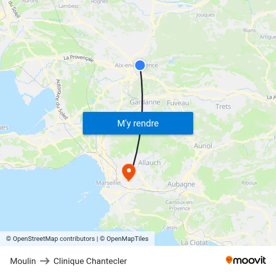 Moulin to Clinique Chantecler map