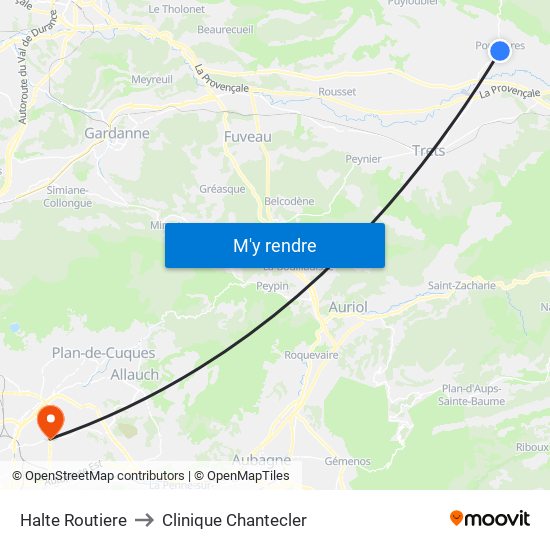 Halte Routiere to Clinique Chantecler map