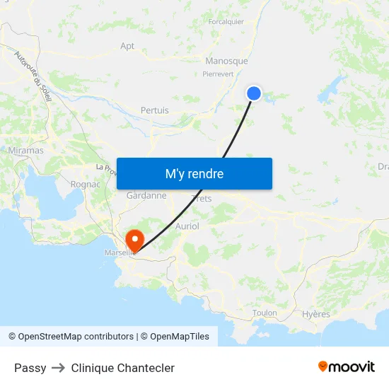 Passy to Clinique Chantecler map
