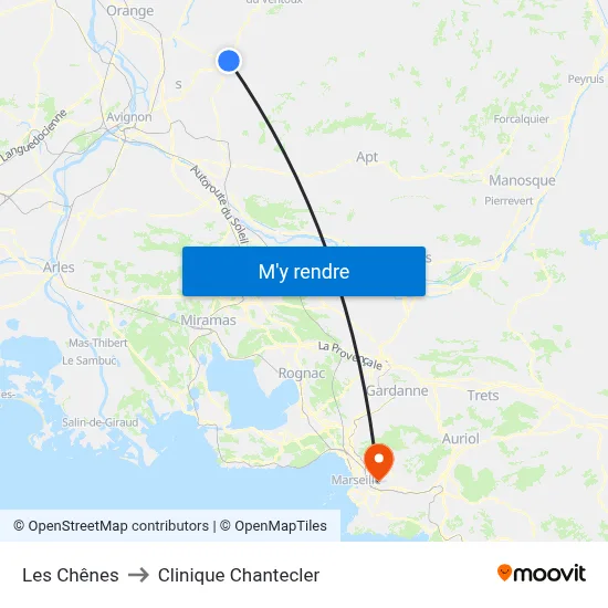 Les Chênes to Clinique Chantecler map