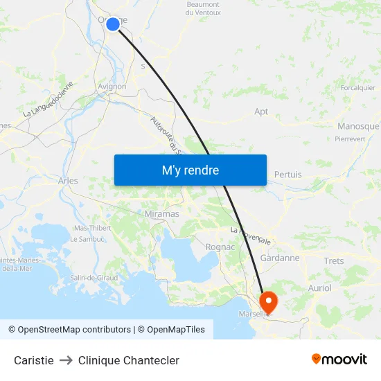 Caristie to Clinique Chantecler map