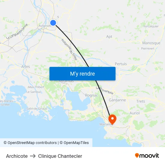 Archicote to Clinique Chantecler map
