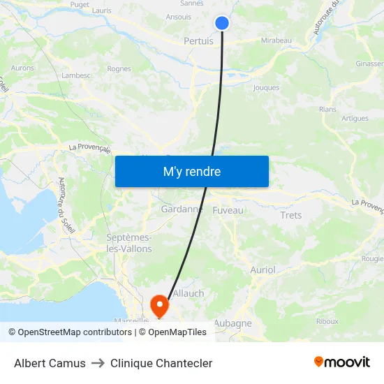 Albert Camus to Clinique Chantecler map