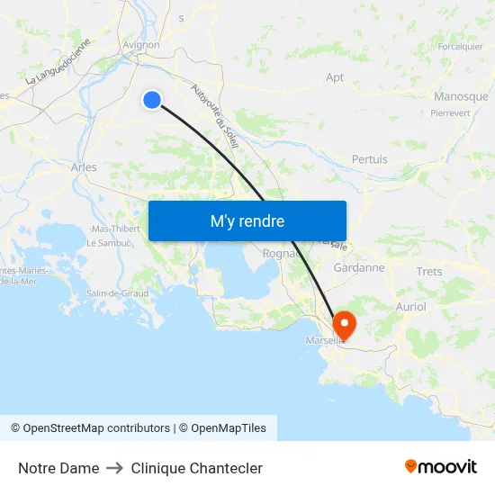 Notre Dame to Clinique Chantecler map