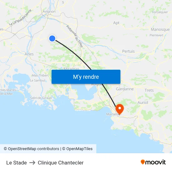 Le Stade to Clinique Chantecler map