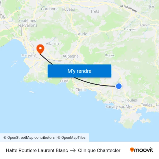 Halte Routiere Laurent Blanc to Clinique Chantecler map